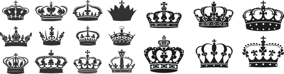 Wall Mural - Big collection crowns. Royal Crown icons collection set.