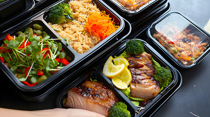 catering. appetizing lunch boxes. food delivered to your doorstep