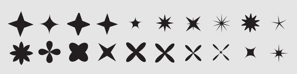 Wall Mural - shape, icon, form, star, flower, abstract, vector, figure, symbol, simple, element, line, circle, ge
