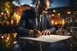 © Gonzalo - Businessman in a suit signs a contract for the purchase of a property