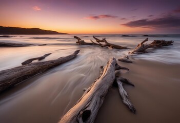 Wall Mural - sunset on the beach in winter