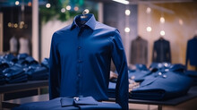 Men Shirt In Form Of Suits In Dark Navy Blue Color