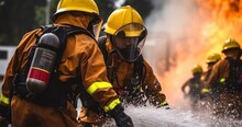 Fire And Rescue Training School Regularly To Get Ready. Generative AI