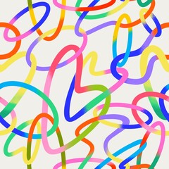 Wall Mural - various bright doodle shapes. circles, lines, curves. gradient texture. abstract style. hand drawn i