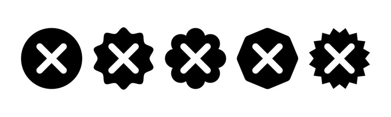 Aufkleber - Set of not verified badge. wrong vector. Set of wrong symbol in zig zag style with black and white color Social media official account not verified symbol, Vector icon