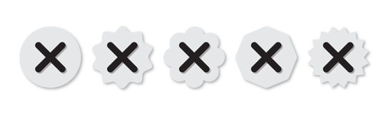 Aufkleber - Set of not verified badge. wrong vector. Set of wrong symbol in zig zag style with black and white color and shadow, Social media official account not verified symbol, Vector icon