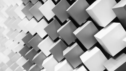 Aufkleber - White and gray abstract geometric background with cubes as background for presentation, page template or web banner