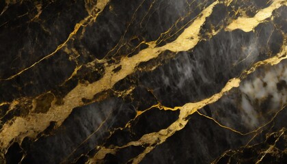 Poster - black marble texture with gold veins