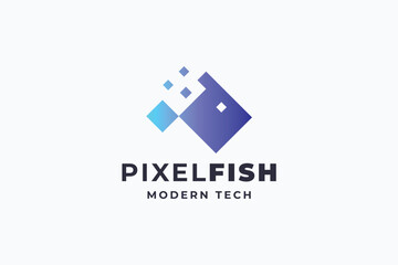 Wall Mural - Pixel Fish Logo
