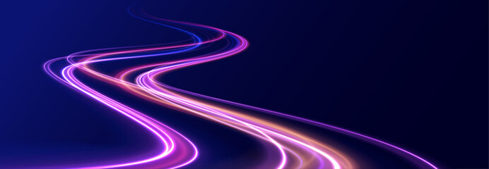 Wall Mural - light trail wave, fire path trace line, car lights, optic fiber and incandescence curve twirl. rotat
