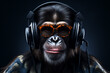 DJ monkey.  Monkey with headphones