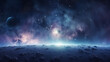 © EwaStudio - Blue Hues and Nebula Dreams in the Cosmos. Galactic Night. Stellar Dreamscape