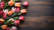Tulips on a Wooden Table