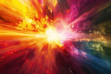 Wall Mural - an abstract representation of the big bang with an explosion of color and light