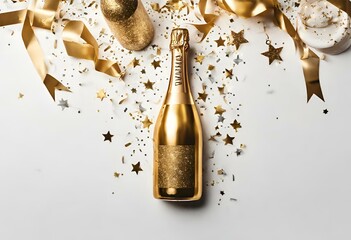 Wall Mural - Champagne bottle wine drink celebration background new year and christmas