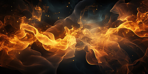 yellow fire power line against black background