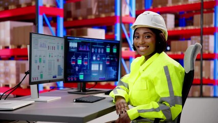 Sticker - African-American Woman Working at Office Desk