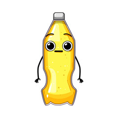 Wall Mural - water soda bottle character cartoon. plastic beverage, soft cola, orange container water soda bottle character sign. isolated symbol vector illustration