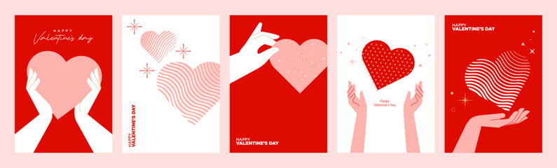 Valentines day greeting card templates and banners. Vector illustrations for Valentines day,  love message, social media and web banner, marketing.