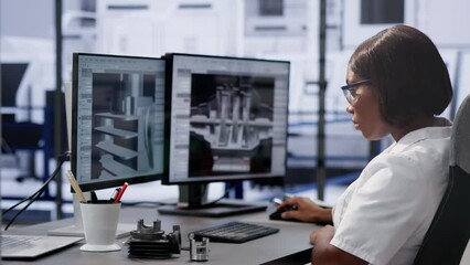 Engineer Doing 3D CAD Model Design On Computer