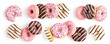 Colorful donuts set isolated on white background .