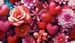 konzept, Valentinstag, hintergrund, herzen, Blumen, rot, copy space, niemand, liebe, entwerfen, gestalten, neu, textur