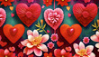 konzept, Valentinstag, hintergrund, herzen, Blumen, rot, copy space, niemand, liebe, entwerfen, gestalten, neu, textur