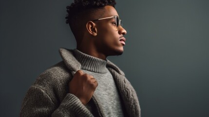 Sticker - Profile of stylish young african american man in eyeglass