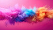 Explosive Holi Festival Color Powder Dry Paint Burst on Pink Background