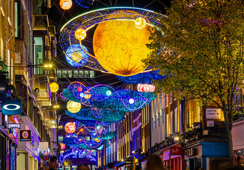 Poster - Central London decorated for Christmas, England