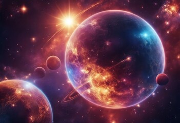 Wall Mural - abstract colorful cosmos background planets and galaxies sky and stars in universe