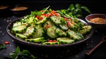 Asian Cucumber Salad, Food Photography, 16:9