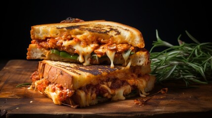 Wall Mural - Kimchi grilled cheese, food photography, 16:9