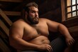 handsome thick obese man with a beard. rugged, impressive portrait of a male person bare-chested, brutal and powerful.