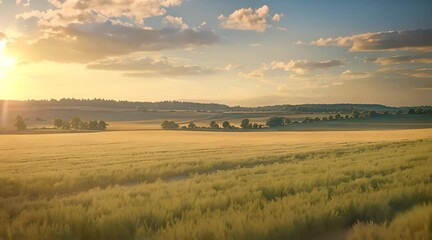 Wall Mural - sunset over the field