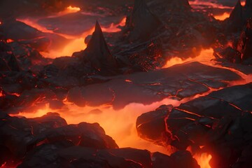 Wall Mural - fire in magma volcanic activity