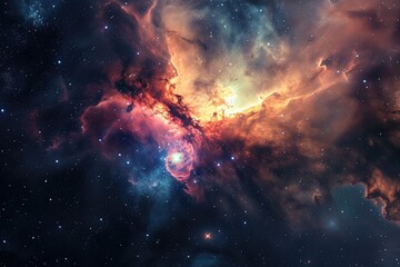 a stunning display of cosmic beauty as a vibrant nebula swirls amidst the endless expanse of the uni