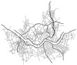 Seoul, South Korea city with, major and minor roads, town footprint plan. City map with streets, urban planning scheme. Plan street map, road graphic navigation. Vector