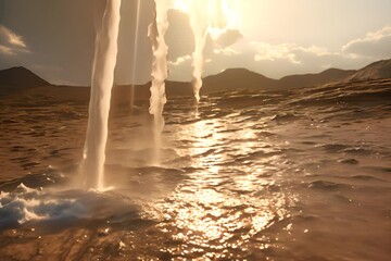 Canvas Print - water dropping to the shallow waters