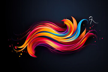 Fototapete - Modern gradient logo shape in dark background