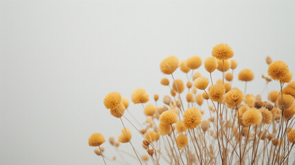 dried yellow flower tansy over pastel blue background with trendy shadow and sunlight. minimal summe