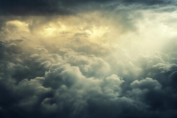 Wall Mural - beautiful stormy sky with dark cumulus clouds aerial view for abstract background