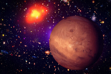 Wall Mural - mars and stars. the elements of this image furnished by nasa.