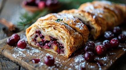 Wall Mural - strudel cake on cutting board