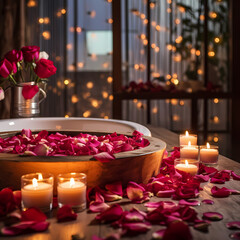 Poster - Relaxing spa day with candles and petals