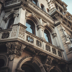 Poster - Architectural details of a historic building.