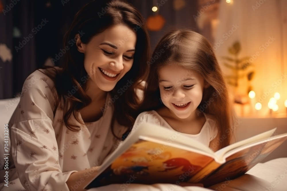 Curated visual reference: While Strengthening Their Reading Compr Reference: A Preschool Girl And Her Mom Share Joyful Smiles While