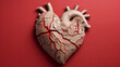 Cardboard heart, world heart day, world stroke day. Heart in cracks close-up.