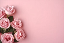 Pink Roses On A Pink Background