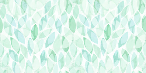 Wall Mural - Green leaves seamless vector pattern. Watercolor tea leaf background, textured jungle print.